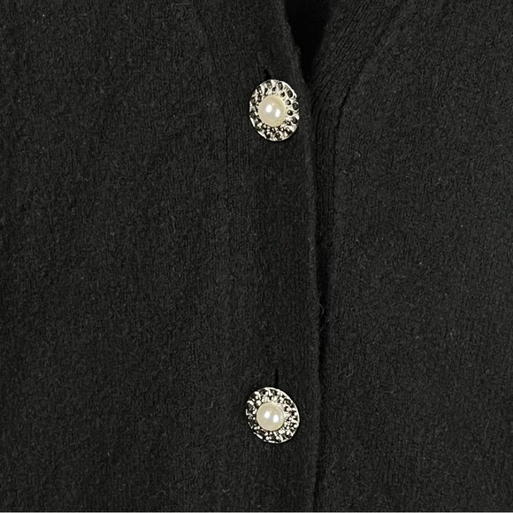 Talbots Wool Alpaca Black Sweater Cardigan Women's Pearl Rhinestone Button XL - Picture 2 of 15